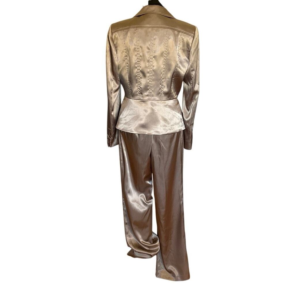NWT Nine West Pant Suit Set Champagne Satin Jacket 6 Pants 8 Formal Occasion - Picture 4 of 16